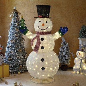 Karl Home  5.7ft Pop-up Lighted Snowman with tree Christmas Decoration - 1 of 4