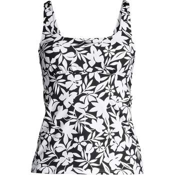 Lands' End Women's Dd-cup Chlorine Resistant Tie Front Underwire Tankini  Swimsuit Top Adjustable Straps - 8 - Black : Target