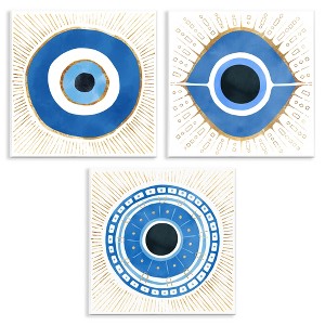 Stupell Industries Spiritual Evil Eye Mati Symbol 3pc Wall Plaque Art Set - 1 of 4