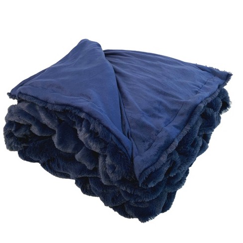 Modern Threads Luxury Solid Braided Faux Fur Throw 50 x 60 Navy