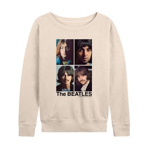 Women's - The Beatles - The White Album Cover with Members Lightweight French Terry Wide Neck Long Sleeve Shirt - 1 of 4