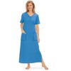 Collections Etc Soft Cotton V-Neck Long Patch Pocket Short Sleeve Lounger - 4 of 4