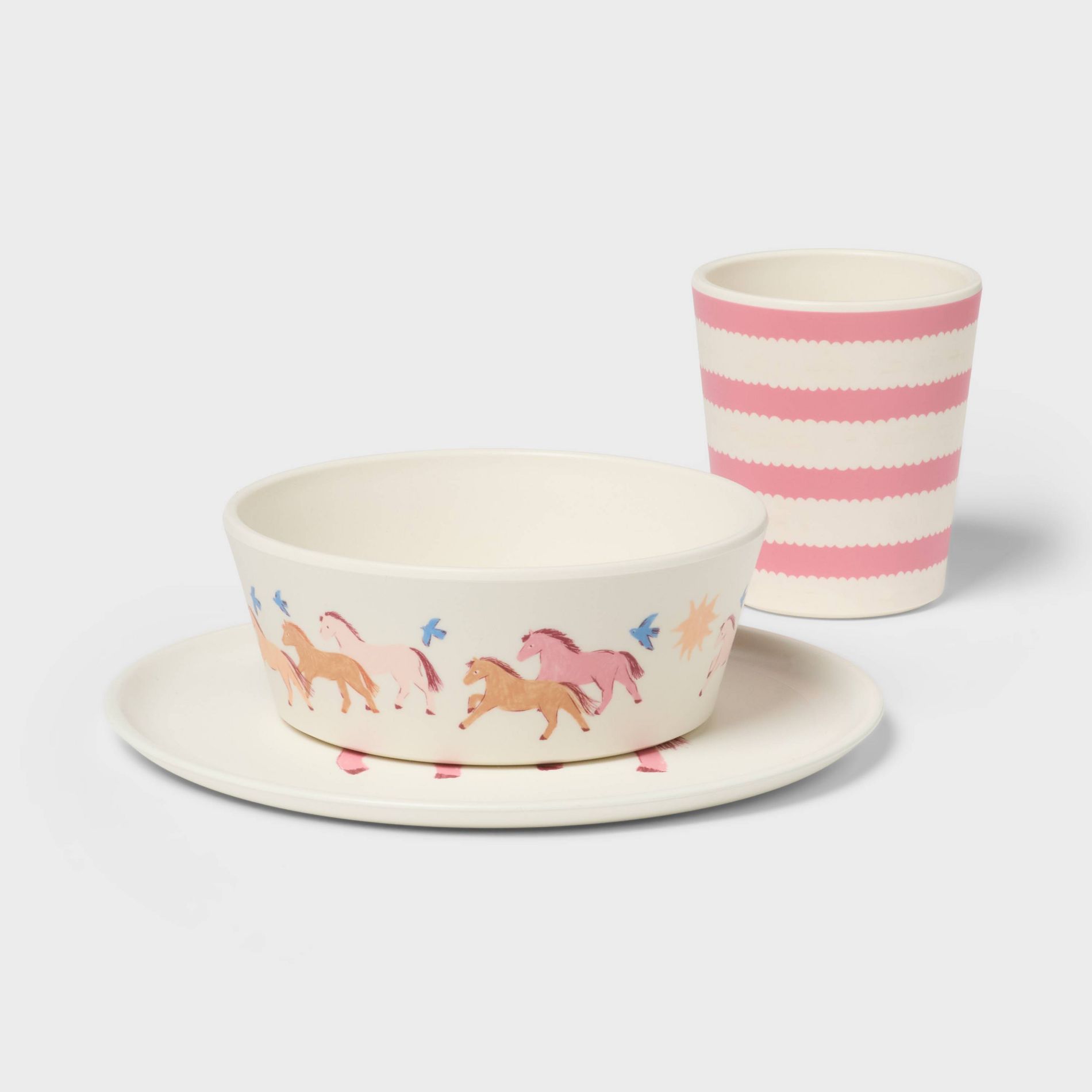 3pc Artificial Resin Dinnerware Set Horses - Pillowfort™