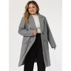 Agnes Orinda Women's Plus Size Winter Notched Lapel Double Breasted Pockets Long Overcoats - 2 of 4