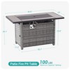 Sonkuki 45 in 50,000 BTU Outdoor Wicker Patio Gas Fire Pit Table w/Tempered Glass Tabletop, Clear Glass Rocks, and Lid - 3 of 4