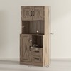 Aghana Digitals Farmhouse Kitchen Hutch Cabinet with Barn Doors, Adjustable Shelves, Easy-Glide - 3 of 4