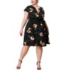 Agnes Orinda Women's Plus Size Casual Floral Tie Waist Short Sleeve Knee Length A Line Dresses - 2 of 4