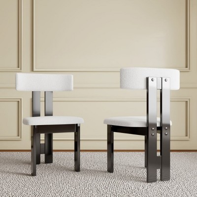 Set of 2 Upholstered Dining Chairs with Solid Wood Legs & Vertical Back, Velvet Armless Chairs for Dining Room, Living Room, or Kitchen-Tanpinhause