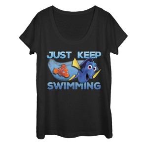Women's Finding Dory Just Keep Swimming Current Scoop Neck - 1 of 3