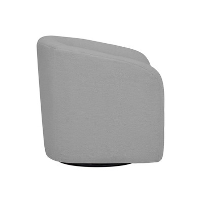 Gray Polyester Blend Swivel Barrel Chair with Wood Base
