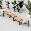 Dracelo Patio Curved Bench with Slatted Seat and Metal Legs - 2 of 4