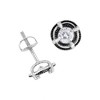 Black Rhodium Plated Silver Diamond Double Halo Solitaire Milgrain Stud Earrings - 4 of 4