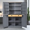 Kitchen Pantry Cabinet with 2 Drawers, Adjustable Shelves & 8 Door Racks, Freestanding Farmhouse Storage Cupboard for Kitchen Dining Room - 3 of 4