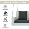 2-Person Wicker Hanging Porch Swing with Chains, Cushion, Pillow, Rattan Swing Bench for Garden, Backyard, Pond. - 4 of 4