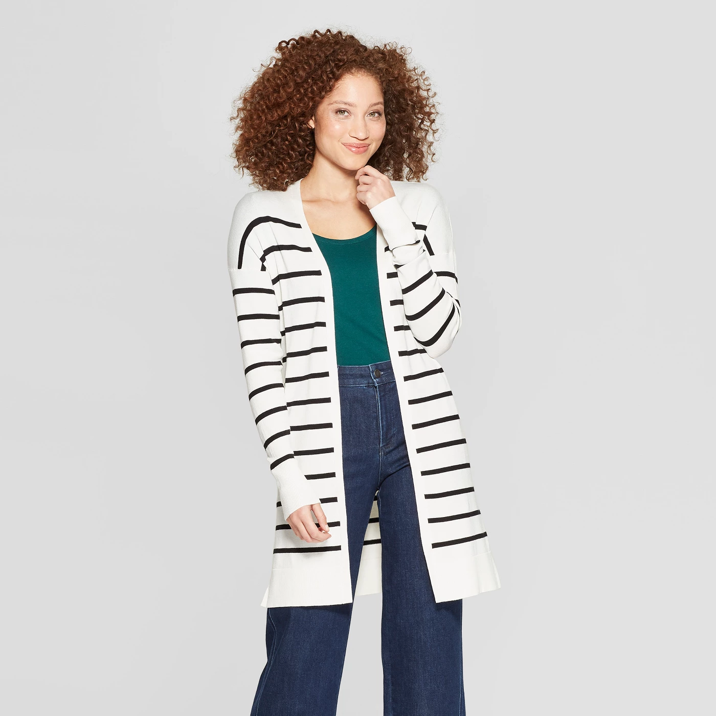 Women's Striped Long Sleeve Open Cardigan - A New Dayâ„¢ - image 1 of 3