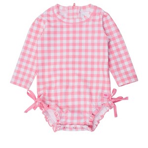 RuffleButts Baby/Toddler Girls UPF50+ Long Sleeve One Piece Rash Guard - 1 of 4