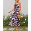 Womens Floral Sundress A-Line Sleeveless Highwaist Maxi Dress Flowy Faux Wrap Maxi Dress with Flounce Hem - 4 of 4