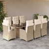 vidaXL Patio Dining Set with Cushions Table and Chair Furniture Poly Rattan - Beige and Cream Glass 8 Piece - 2 of 4
