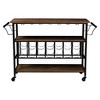 Bradford Industrial Antique Black Distressed Wood Bar Cart: Glass Racks, Towel Holders - Baxton Studio - 2 of 4