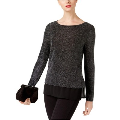 I.N.C International Concepts Womens Layered-Look Basic T-Shirt, Black, X-Large