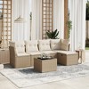 vidaXL 6 Piece Patio Sofa Set with Cushions Beige and Cream Poly Rattan - Without Storage 6 Piece Set - 2 of 4