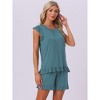 INSPIRE CHIC Women's Cute Ruffle Trim Cap Sleeve Tops and Shorts 2 Piece Pajama Sets - 2 of 4