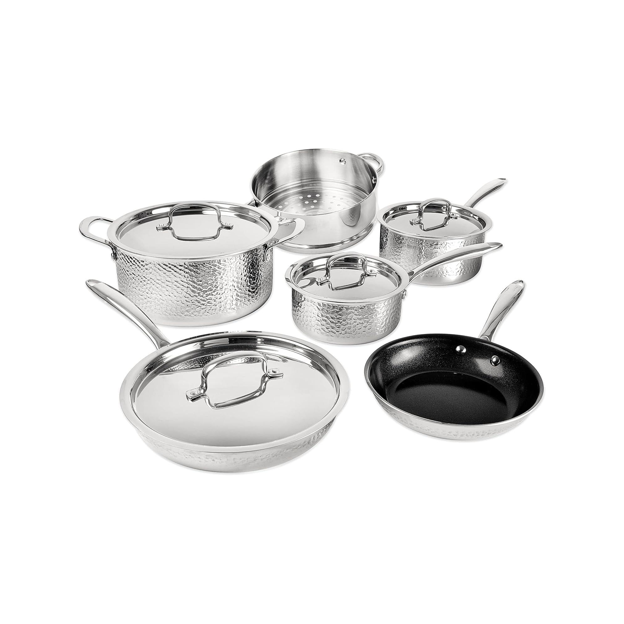 Granitestone Stainless Steel Pots and Pans Set 10 Pc Nonstick Stainless Steel Cookware Set