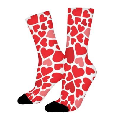 Red Heart Women Printed Crew Socks Funny Funky Socks Soft Polyester Novelty Gifts for Artists Men