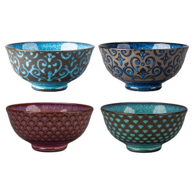 Arabella Assorted 10 oz Ceramic Dessert Bowls, Set of 4