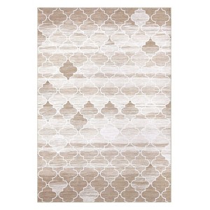 Area Rug Washable Non Slip Backing Boho Trellis Rug Low Pile Distressed Floor Carpet Retro Accent Rug for Living Room Bedroom - 1 of 4