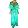 LA LEELA Women's Summer Loungewear Beach Maxi Plus Size Kaftan Casual Long Slit Dress Caftan Swimsuit Coverup for Women One Size Light Teal, Jewel - 4 of 4