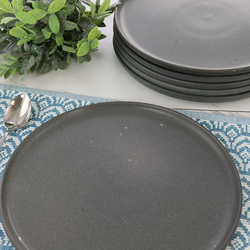 Gibson Our Table Landon 6 Piece 10.5 Inch Round Stoneware Dinner Plate Set in Truffle, 4 of 5