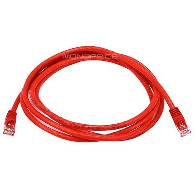 Monoprice Cat6 Ethernet Patch Cable - 7 Feet - Red | Network Internet Cord - RJ45, Stranded, 550Mhz, UTP, Pure Bare Copper Wire, Crossover, 24AWG