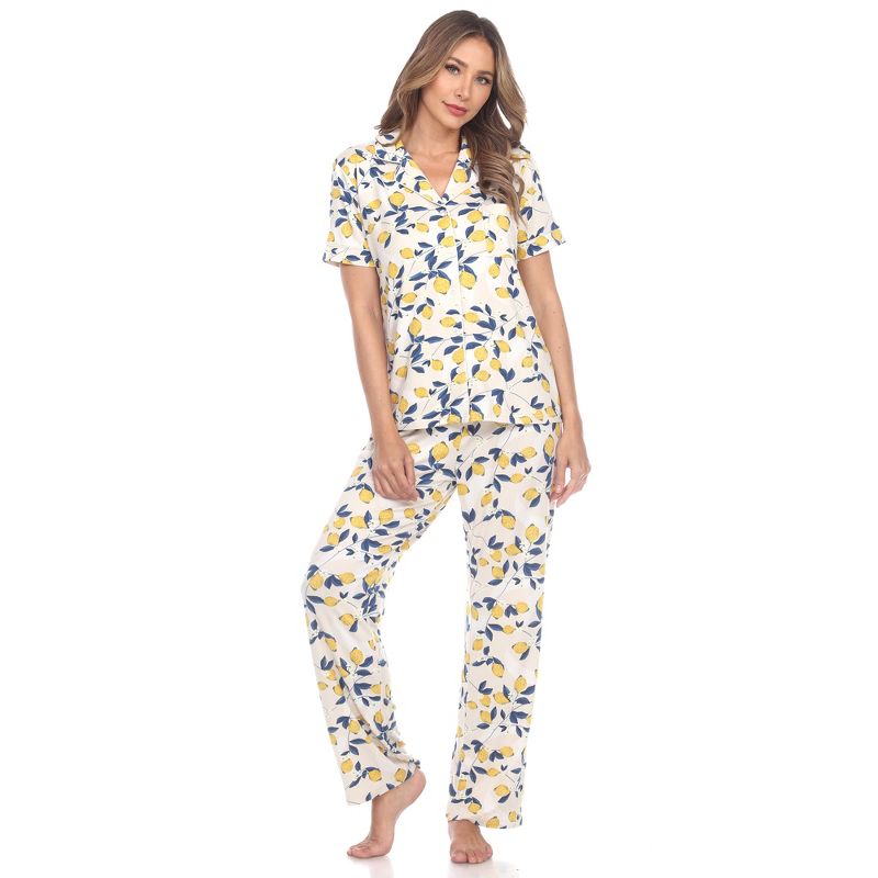Women's Tropical Print Pajama Set - White Mark, 2 of 6
