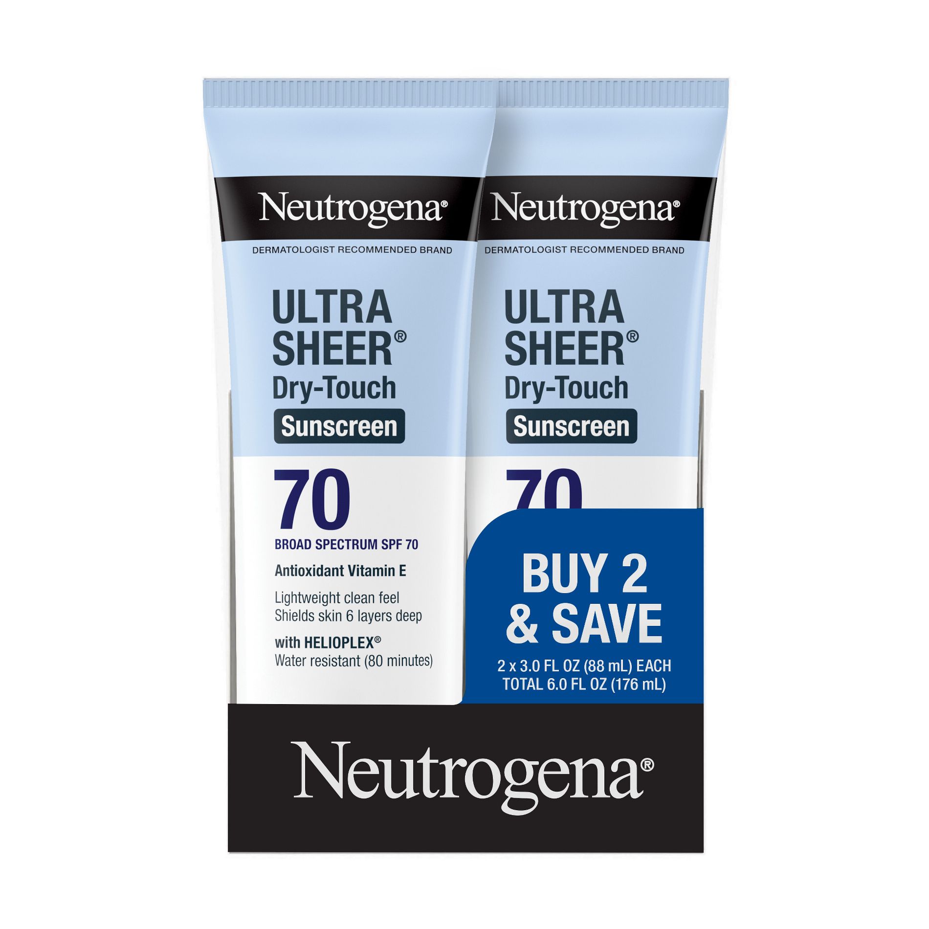 Neutrogena Ultra Sheer Sunscreen - SPF 70 - 2pk/88ml