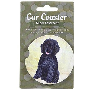 E & S Imports 2.5 Inch Poodle (Black) Car Coaster Super Absorbent Coasters - 1 of 3