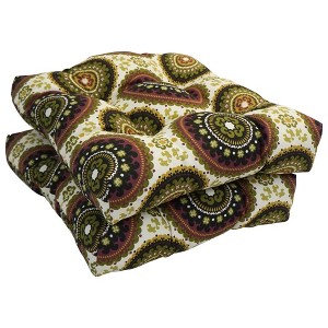 Blazing Needles, 16-inch Spun Polyester Outdoor Square Tufted Chair Cushions (Set of 2) - 1 of 1