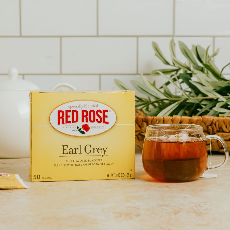 Red Rose Earl Grey Tea Full Flavored Black Tea with 50 Individually Wrapped Tea Bags Per Box (Pack of 6), 5 of 6