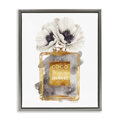 Stupell Industries Poppy Perfume Bouquet Black Framed Floater Canvas Wall Art