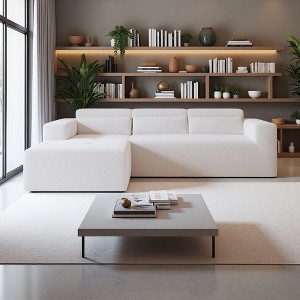 109" Teddy Fabric L-Shaped Modular Sectional Sofa with Chaise - 1 of 4