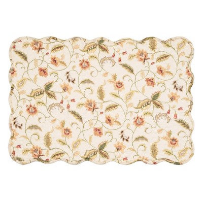 Bailey Reversible Quilted Floral Cotton Placemats Set of 6