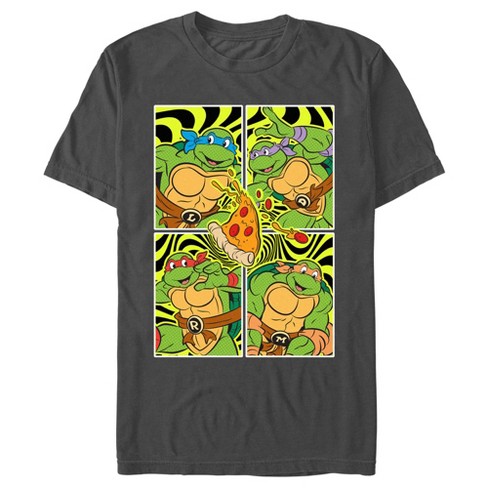 Men's Teenage Mutant Ninja Turtles Groovy Comic Squares T-Shirt - Charcoal  - X Large