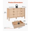 VEVOR 6 Fluted Drawer Dresser, Wooden Chest of Drawers with Sliding & Anti-tip Device, Modern Minimalist Dresser Chest, Beige - 4 of 4