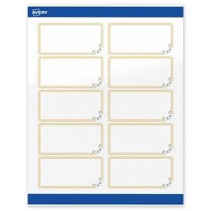 Avery 2" x 4" Labels, Gold Double Border with Florals, 100 ct - 1 of 4