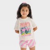 Toddler Girls' 2pc Ford Bronco Retro T-Shirt & Shorts Set - Off-White/Pink - 3 of 4