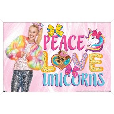Trends International Jojo Siwa - Peace Love Unicorns Framed Wall Poster Prints