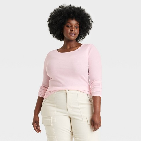 Women's Long Sleeve Lightweight T-shirt - Universal Thread™ Pink