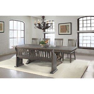 Stanford 6pc Dining Set Table, 4 Side Chairs And Pew Bench Dark Ash/Cream - Picket House Furnishings, Brown