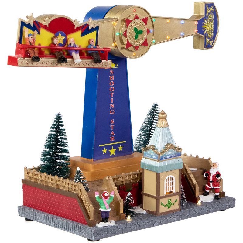 Northlight 16" LED Animated and Musical Shooting Star Carnival Ride Christmas Village Display, 5 of 6