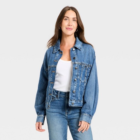 Женские куртки Universal Thread Women's Relaxed Trucker Denim Jacket - Universal Thread™ Medium Wash M